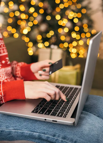 Compras Online Natal Vendas Descontos Promoções Durante Férias Inverno Compras — Fotografia de Stock