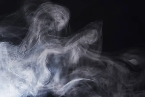 Humo Blanco Abstracto Mueve Sobre Fondo Negro Hermoso Remolino Humo — Foto de Stock