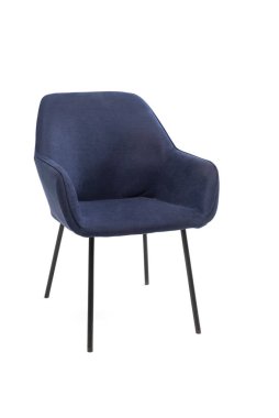 Beyaz arka planda rahat mavi koltuk. İç mekan. Ahşap bacaklarda mavi kadife koltuk. Kafe, restoran ve yemek odasının iç kısmı için süet koltuk. Samimi ve zarif 