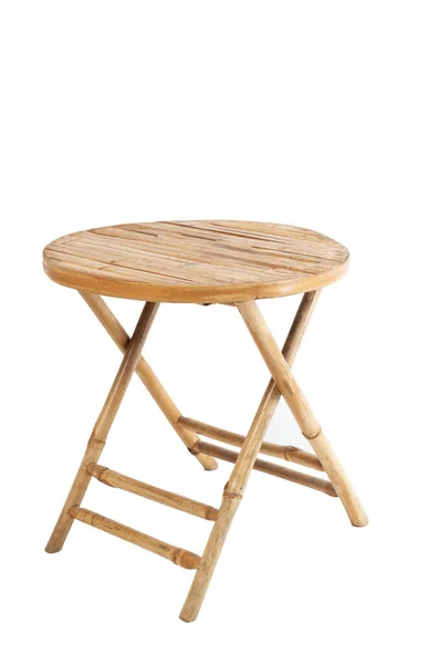 Natural Teak Garden Table Isolated White Background Folding Bamboo Table — 스톡 사진