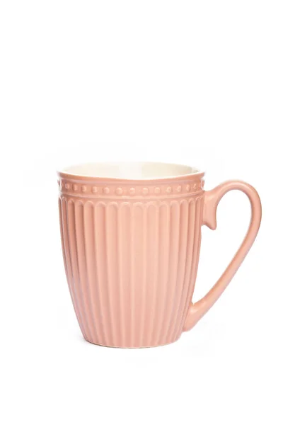 Pink Coral Corrugated Mug Isolated White Background High Quality Photo — Fotografia de Stock