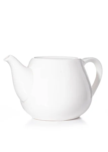 White Porcelain Teapot White Background Kettle — Fotografia de Stock