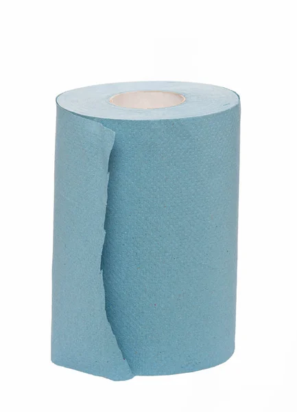 Large Blue Roll Paper Towels Isolated White Background High Quality — Stockfoto