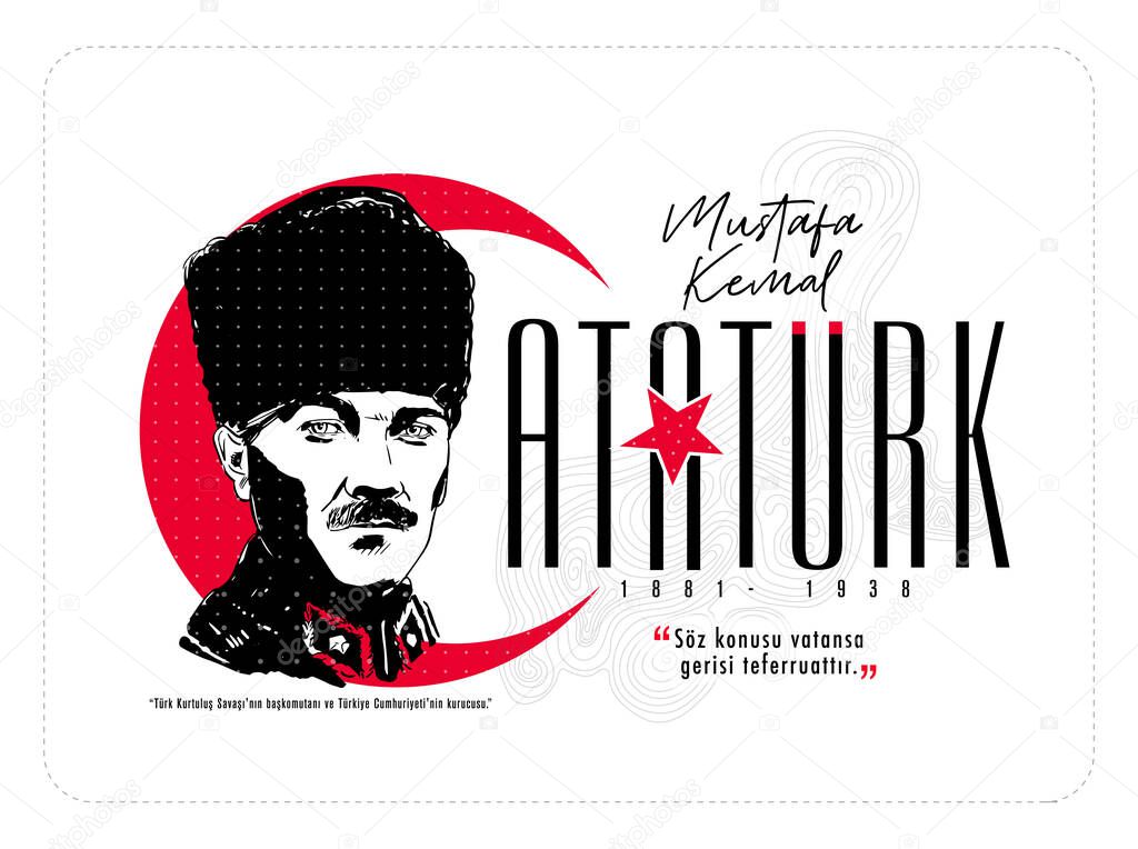 Trkiye Cumhuriyeti kurucusu ve ilk Trkiye Cumhurbaskani Mustafa Kemal Atatrk. Portre. Translation: Turkish Republic founder and the first Turkish President Mustafa Kemal Ataturk. Portrait.