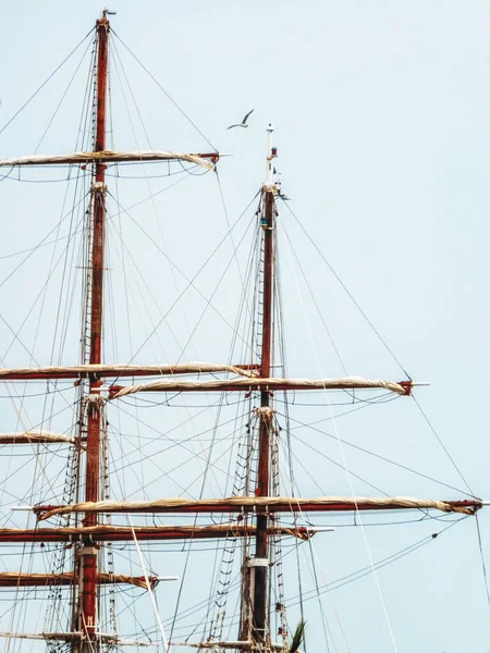 Detail Mast Ship Sunny Day Blue Sky — Stock Photo, Image
