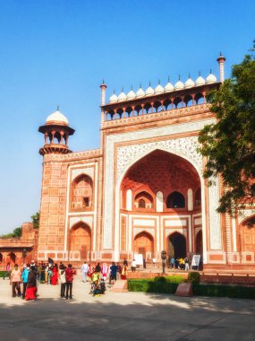 Agra, Uttar Pradesh, India, 24 November, 2021: The main entrance gate of Taj Mahal of Agra, (Darwaza-i-rauza),  selective focusing