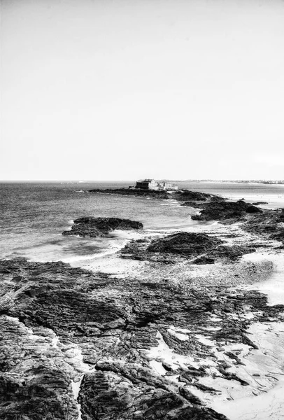 Black White View Saint Malo Landscape Brittany France — Stok fotoğraf