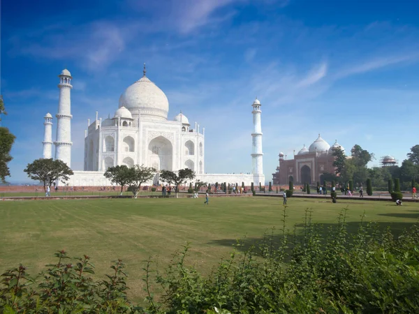 Taj Mahal Мармурово Слонової Кістки Мавзолей Березі Річки Ямуна Індійському — стокове фото