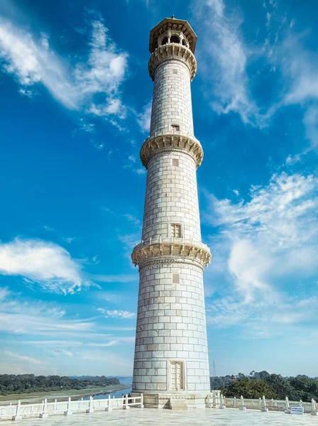 Vue Minaret Taj Mahal Agra Inde — Photo