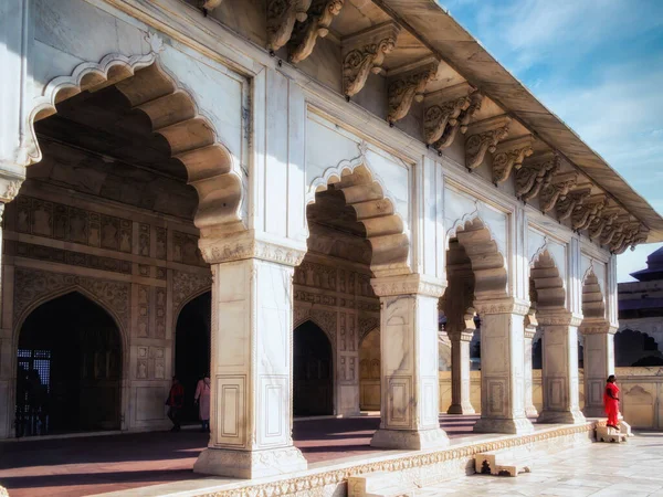 Viele Bögen Innerhalb Der Roten Festung Agra Indien — Stockfoto