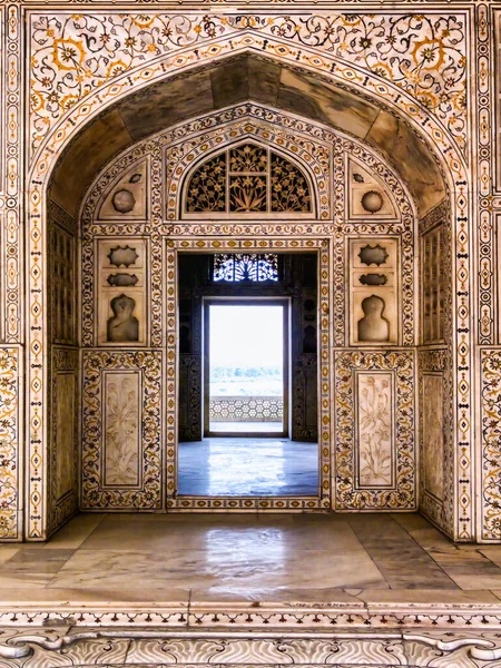 Belle Décoration Intérieure Fort Rouge Agra Uttar Pradesh Inde — Photo