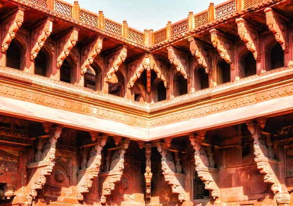 Sculptures Dans Palais Jehangir Agra Fort Agra Uttar Pradesh Inde — Photo