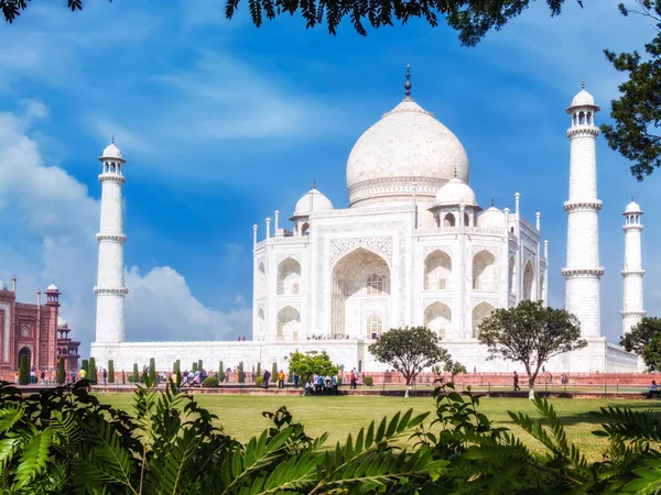 Taj Mahal Egy Hatalmas Mauzóleum Fehér Márvánnyal Mogul Császár Shah — Stock Fotó