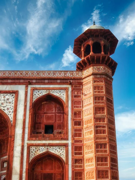 Detalle Entrada Taj Mahal India Hecho Piedras Rojas Patrimonio Humanidad — Foto de Stock