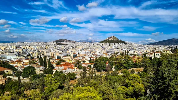 Paisaje Urbano Atenas Lycabettus Hill Fondo Atenas Grecia — Foto de Stock