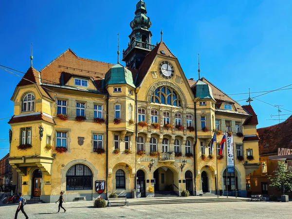 Ptuj Fachada Prefeitura Prefeitura Edifício Histórico Localizado Praça Cidade Eslovénia — Fotografia de Stock