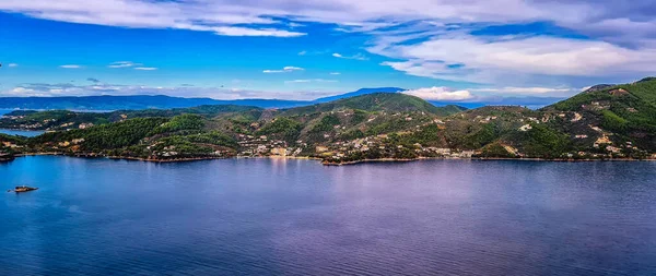 Aerial View Southern Skiathos Island Greece Modern Hotels Luxurious Villas — Stock Photo, Image