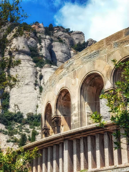 Ancient Arches Montserrat Monastery Spain — Stock fotografie