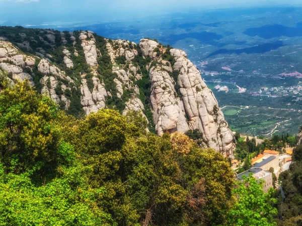 Scenic Mountain View Famous Montserrat Monastery Barcelona Area Spain — Zdjęcie stockowe