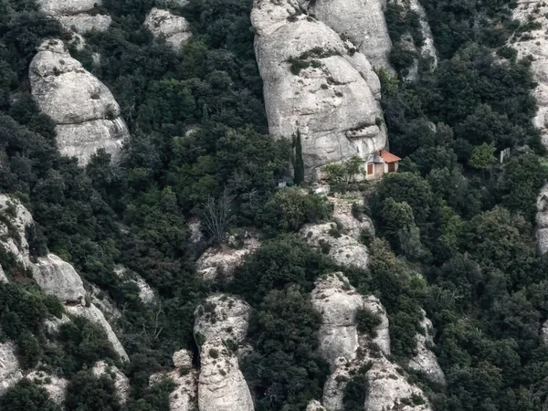 Christian Hermitage Built Rock Face Mount Monserrat Catalonia Spain — Zdjęcie stockowe