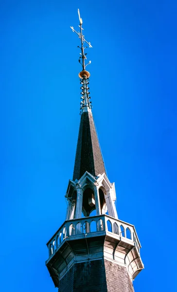 Les Deux Tours Devant Basilique Posthoorn Church Sur Haarlemmerstraat Près — Photo