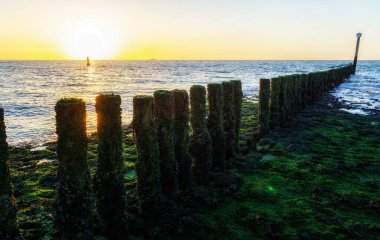 Cadzand, Nethlerand sahillerinde dalga kırıcılar.