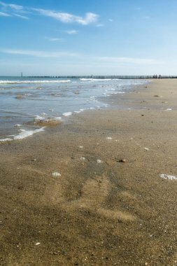 Hollanda, Cadzand-Bad, Yazın dalgalı suyu olan plaj.