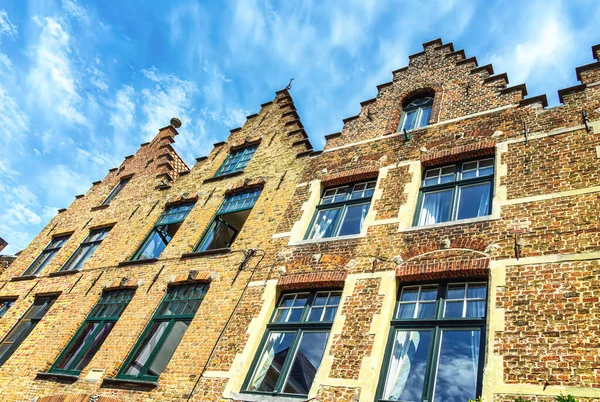 Oude Huizen Van Brugge Detail Van Middeleeuwse Stad België Europa — Stockfoto