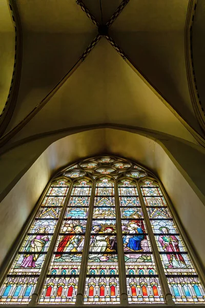 Fönster Färgat Glas Saint Salvators Katedral Brygge Brugge — Stockfoto