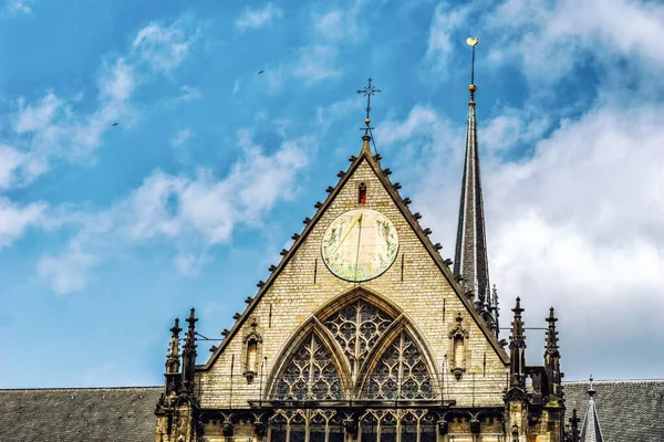 Ηλιακό Ρολόι Στο Nieuwe Kerk Στο Φράγμα Έπαιξε Ένα Πολύ — Φωτογραφία Αρχείου