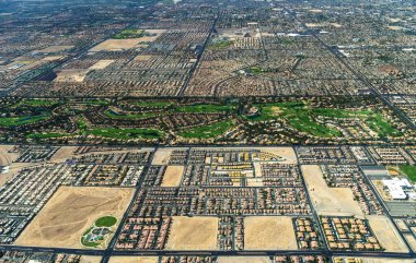 Henderson, Nevada, U.S.A, The aerial view of a residential area before sunset.