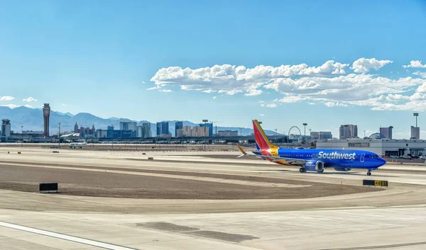 Las Vegas, Nevada, USA - August 01, 2022:Southwest Airline airplane at the tarmac of McCarran International Airport in Las Vegas, Nevada, United States