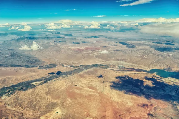 Aerial View Shows Beautiful Mountain Landscape Rises Desert Surrounding Las — Stock Photo, Image