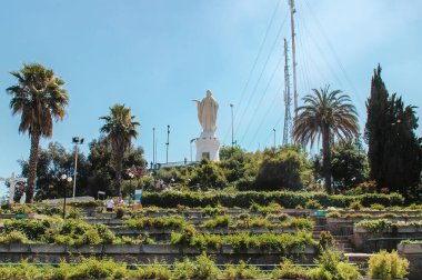 Statue of the Virgin Mary, Parque Metropolitano, atop Cerro San Cristobal, Santiago, Chile, South America clipart