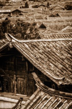 Old Town of Lijang, Unesco world Heritage site in Yunnan,China, from roof top view from Wenchang Temple