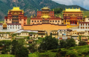 Songzanlin Temple, is Tibetan Buddhist monastery in Zhongdian city, Shangri-La, Yunnan province, China. clipart