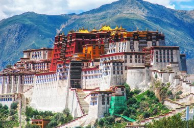 Potala Sarayı, Tibet (Çin, Asya) Unesco Dünya Mirası Dalai Lama 'nın muhteşem sarayının muhteşem bir fotoğrafı..