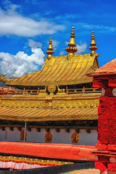 Telhados Dourados Templo Jokhang Lhasa Tibete Templo Templo Mais Sagrado — Fotografia de Stock