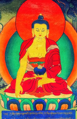 Tashilhunpo (Tashilunpo) manastırındaki Budist duvar resimleri, Shigatse (Xigatse), Tibet, Çin, Asya