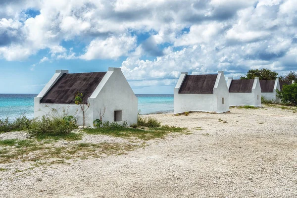 Anciennes Cabanes Esclaves Sur Île Caribéenne Bonaire Ceux Ont Été — Photo