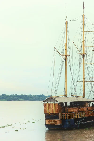 Pirate ship on the river Guayas in Guayaquil Ecuador. It is a replica of The Henry Morgan ship