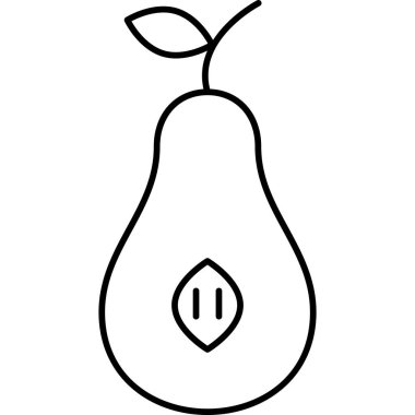 Armut Meyve Simgesi Vektör Çizgisi