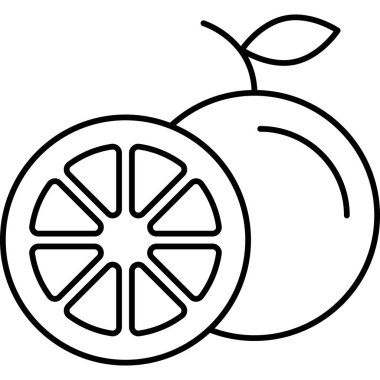 Turuncu Meyve Simgesi Vektör Çizgisi