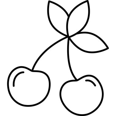 Kiraz Meyvesi Simgesi Vektör Çizgisi