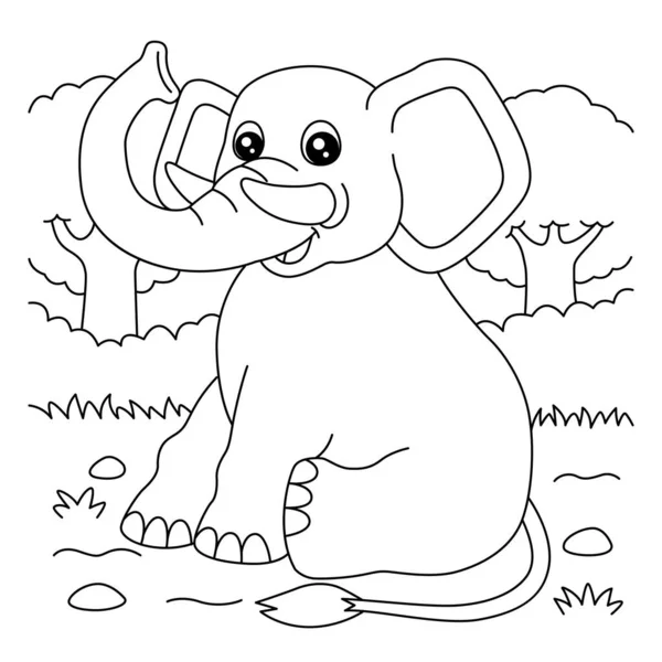 Elephant Coloring Page for Kids — Stock Vector