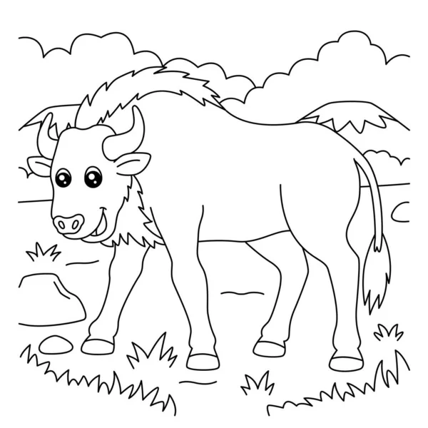 Wildebeest Página para colorear para niños — Vector de stock