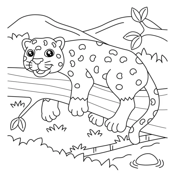Jaguar Coloring Page for Kids — Stock Vector