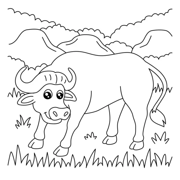 Página para colorear Buffalo para niños — Vector de stock