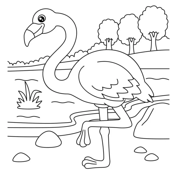 Coloriage Flamingo pour enfants — Image vectorielle