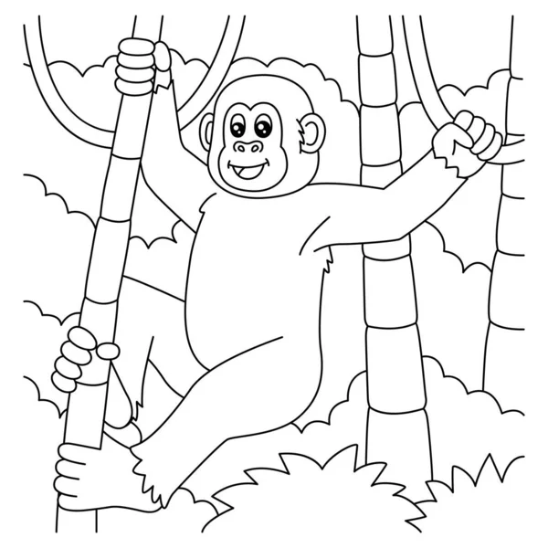 Schimpans Coloring Page för barn — Stock vektor